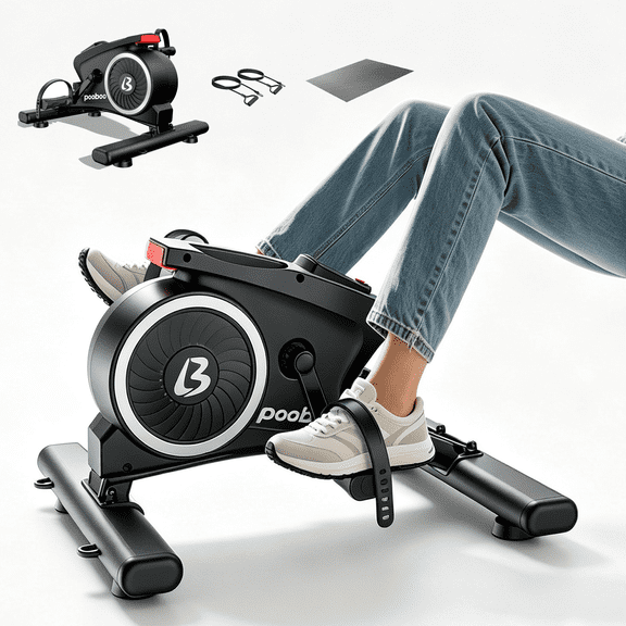 LNOW Under Desk Bike Pedal Exerciser Indoor Mini Cycling Exercise Bikes Stationary Fitness Cycle Belt Drive for Home Cardio Workout