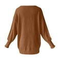 thumbnail image 4 of 2026 Women Fashion Sweater Oversized Solid Chuny Knitted Long Sleeve Crewneck Loose Fit Fall Winter Clothes Coffee, 4 of 5