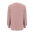 thumbnail image 5 of cocolona Womens Plus Size Long Sleeve Shirts 2025 V Neck Hem Slit Fall Tops Loose Lightweight Sweaters Trendy Solid Color Blouses Pink 4XL, 5 of 6
