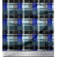 thumbnail image 1 of Soimoi Blue Cotton Jersey Fabric Check Check Printed Craft Fabric by the Yard 58 Inch Wide, 1 of 3