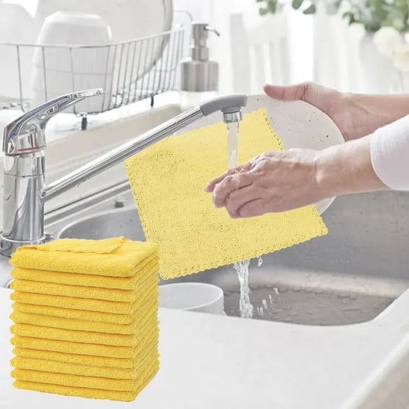 Meitianfacai Coral Velvet Absorbent Towel Dish Towel Dish Towel Kitchen Supplies Dish Towel Hand Towel Table Cleaning Cloth, Yellow