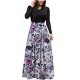 thumbnail image 1 of Vestidos Para Mujer Maxi Vestido Moda Estampado Manga Larga Cuello Redondo Pulóver Vestido de Retazos Odeerbi ODB134337, 1 of 5