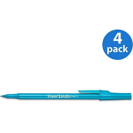 (4 Pack) Paper Mate Write Bros Stick Ballpoint Pen, Blue Ink, 1mm,