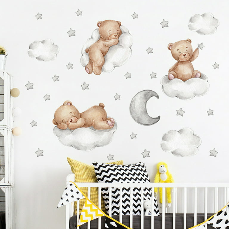 10pcs/Set White Color Smile Face Clouds Cartoon Wall Stickers for Kids Room  Baby Nursery Room Wall Decals Home Decorative Décor YT6769 (White)