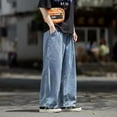 thumbnail image 5 of Pantalones vaqueros Cargo de pierna ancha para hombre, Jeans sueltos, rectos, holgados, ropa de calle de hip hop, monopatín, pantalones vaqueros neutros, 5 of 5