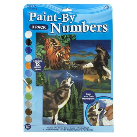 Paint-by-Numbers Wolf, Eagle and Tiger