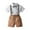 Khaki, variant on Lilgiuy Boys Formal Clothing Formal Short Sleeve Buttom Down Shirt Bib Pants With Bow Tie Decoration Summer Gentleman Outfit
