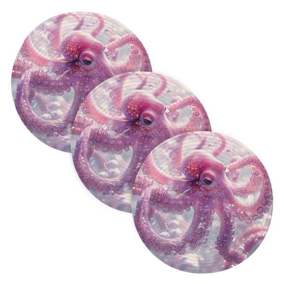 BZSMCE Mats for Pots,Pans Place Pink Octopuses Simple Style Pattern Pot Mats