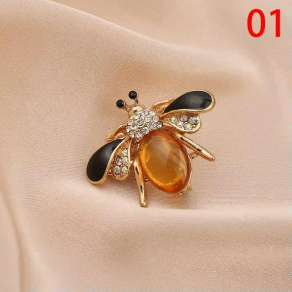K-KED Fashion Enamel Bumble Bee Crystal Brooch Pin Costume Badge Womens Delicate Jewelry Gift-1