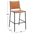 thumbnail image 3 of SAFAVIEH Bahari Square Mid Back Counter Stool, Cognac/Black, 3 of 13