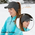 thumbnail image 5 of Winter Running Baseball Cap Women Fleece Ponytail Hat with Ear Flaps Reflective Design 2Pack, 5 of 6