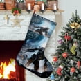 thumbnail image 1 of Halo Tema: Calcetines de Navidad, fino lino blanco para colgar en escaleras y chimenea, decoración navideña para el hogar, regalo de Navidad. 45cm × 32cm, 1 of 5