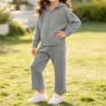 thumbnail image 5 of BLVB Girls 2 Piece Outfit Set Long Sleeve Zipper Knit Sweater Jacket and Lace Wide Leg Pants Lounge Sets Fall Winter Clothes for Toddler Kids(Gray,2-3 Years), 5 of 9