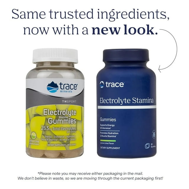 TRACE MINERALS | Gomitas electrolíticas de resistencia | Vegano | Lima limón | 90 u
