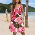 thumbnail image 2 of Womens Vneck Mini Skirts with Pockets Loose Tank Dress Boho Beach Skirt Casual Summer Sundress, 2 of 5
