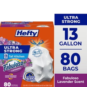 Hefty Ultra Strong 13 Gallon Trash Bags, Lavender Scent, 80 Count