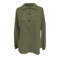 thumbnail image 4 of OSOLU Solid Color Women Casual Button Down T-Shirt Tshirts Tee Long Sleeve Comfortable Wear Soft Basic Tops With Classic Collar For Autumn Winter Soft Dailywear, 4 of 5