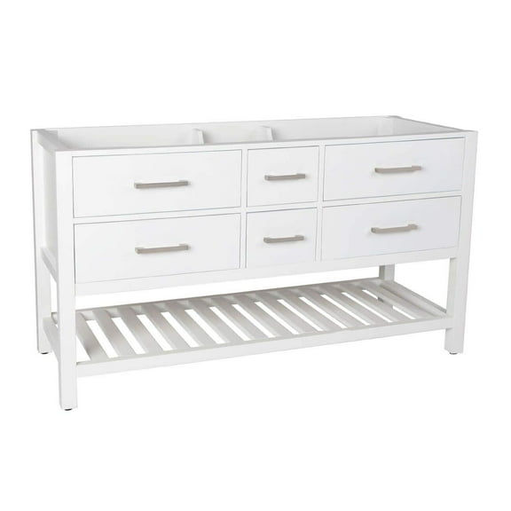 Everett 60 Inch Oak Console Vanity Base - White