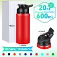 thumbnail image 2 of Botellas de agua de aluminio Mimorou, paquete de 10 unidades, 600 ml, multicolor, 2 of 6