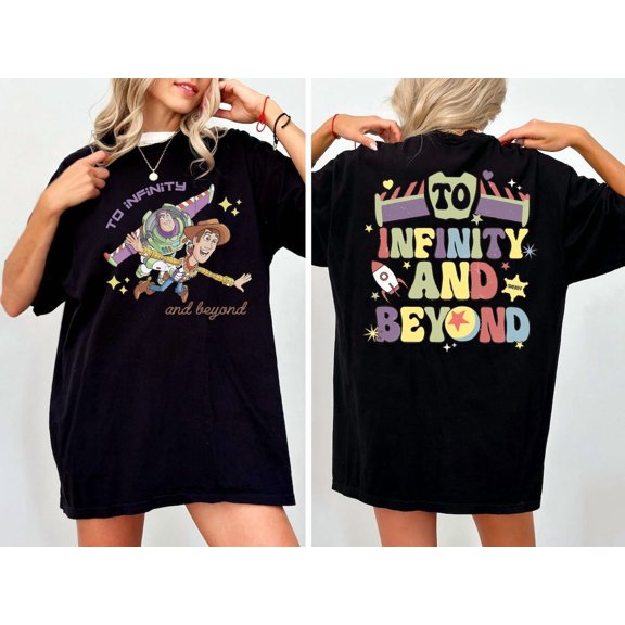 2-Sided To Infinity And Beyond T-Shirt, Buzz And Woody Shirt, Disney Toy Story Tee