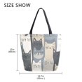 thumbnail image 5 of FORMRS Womens Canvas Tote Bag with Zipper Inner Pocket Shoulder Handbag, Blue Cute Cats, 5 of 7
