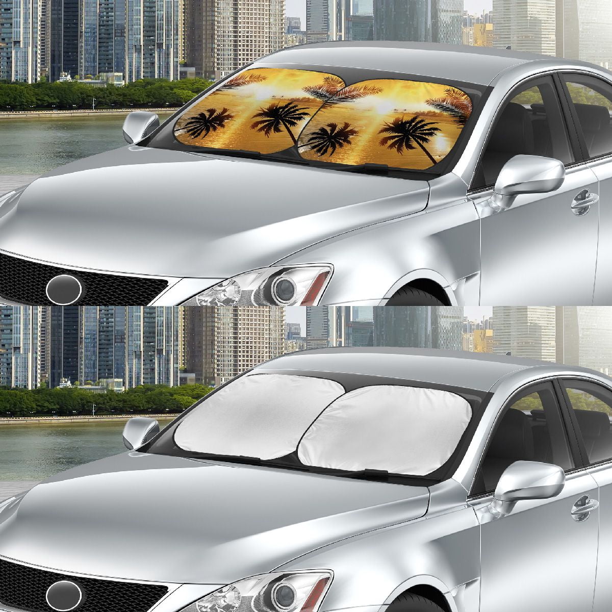 Auto Drive 2 Count Yellow Twist Sunshade of Product Size 28.5'' x 31.5''