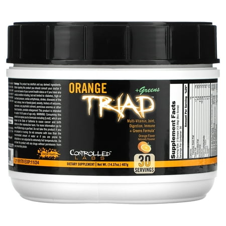 Controlled Labs Orange Triad Plus Greens for Men and Women  30 Servings Iron Free Sports Supplement for Overall Health  Multivitamin