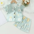 thumbnail image 2 of Coming Home Outfit Girl Toddler Tracksuit Short Sleeve Indoor Cotton Comfort Summer Cartoon Pattern Suit New Born Clothes Baby Girl Light Green 2 Years-3 Years, 2 of 7