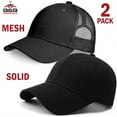 thumbnail image 6 of Q&Q ESSENTIALS (M/L/XL) 2 Pack - Black Solid Plain Baseball Cap & Mesh Trucker Hat Blank Basic Hats for Men Women, 6 of 9