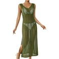 thumbnail image 2 of TMOYZQ Womens Crochet Swimsuit Coverup Summer Sleeveless Hollow Out Knit Crewneck Side Split Long Beach Dress, 2 of 4