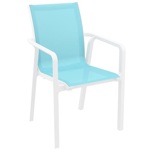 Compamia Pacific Sling Arm Chair White Frame Turquiose Sling, Set of 2