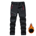 thumbnail image 2 of Pantalones de esquí Soft Shell a prueba de viento para otoño e invierno, pantalones de secado rápido gruesos con forro polar para hombre, pantalones de carga de polar para exteriores para hombre, 2 of 6