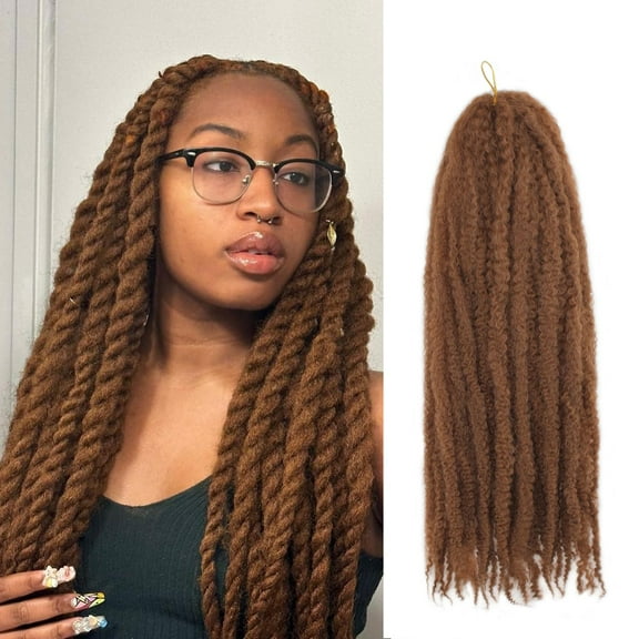Marley Twist Braiding Hair - 24 Inch Cuban Twist Hair, 4 Packs Afro Kinky Curly Twist Crochet Hair Synthetic Extensions (24 Inch, 4packs, #30)