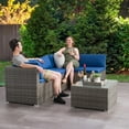 thumbnail image 4 of CorLiving Parksville 5-Piece Resin Wicker Rattan and Galvanized Steel Patio Sectional Set with Cushions and Coffee Table, Expandable Outdoor Seating, 4 of 9