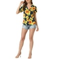 thumbnail image 3 of INSPIRE CHIC Valentine's Day Women's Shirts Hawaiian Short Sleeve Tropical Floral Button Down Tops M Sunflower, 3 of 7