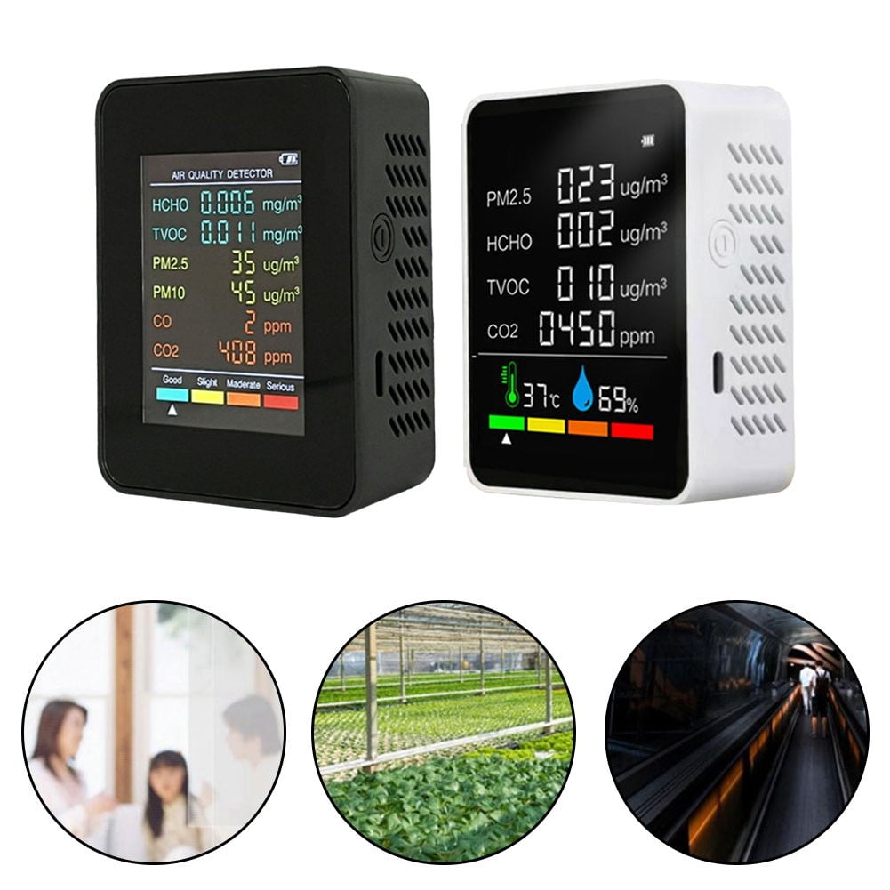 1Pcs Professional Indoor Air Quality Monitor - Air Quality Monitor Indoor, Black New Black Six-In-One
