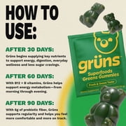 Gruns Superfood Multivitamin Greens Gummies with Prebiotic Fiber for Adults, 3 Count