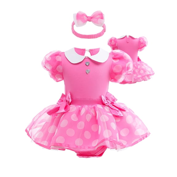 ATAIKU 3M-18M Infant Baby Girls Princess Dress Up Romper Onesie Tutu Dress Bodysuit with Headband Birthday Halloween Christmas Party Dresses