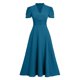 thumbnail image 4 of Vestido largo de manga corta para mujer: vestido de invitada de boda con cuello en V y mangas abullonadas, vestido de noche formal de cintura alta, tallas S-XL, 4 of 7