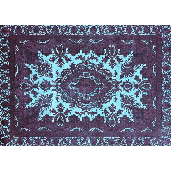 Ahgly Company Indoor Rectangle Oriental Light Blue Industrial Area Rugs, 6' x 9'