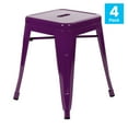 thumbnail image 3 of BizChair 18" Table Height Stool, Stackable Backless Metal Indoor Dining Stool, Commercial Grade Restaurant Stool in Purple - Set of 4, 3 of 11