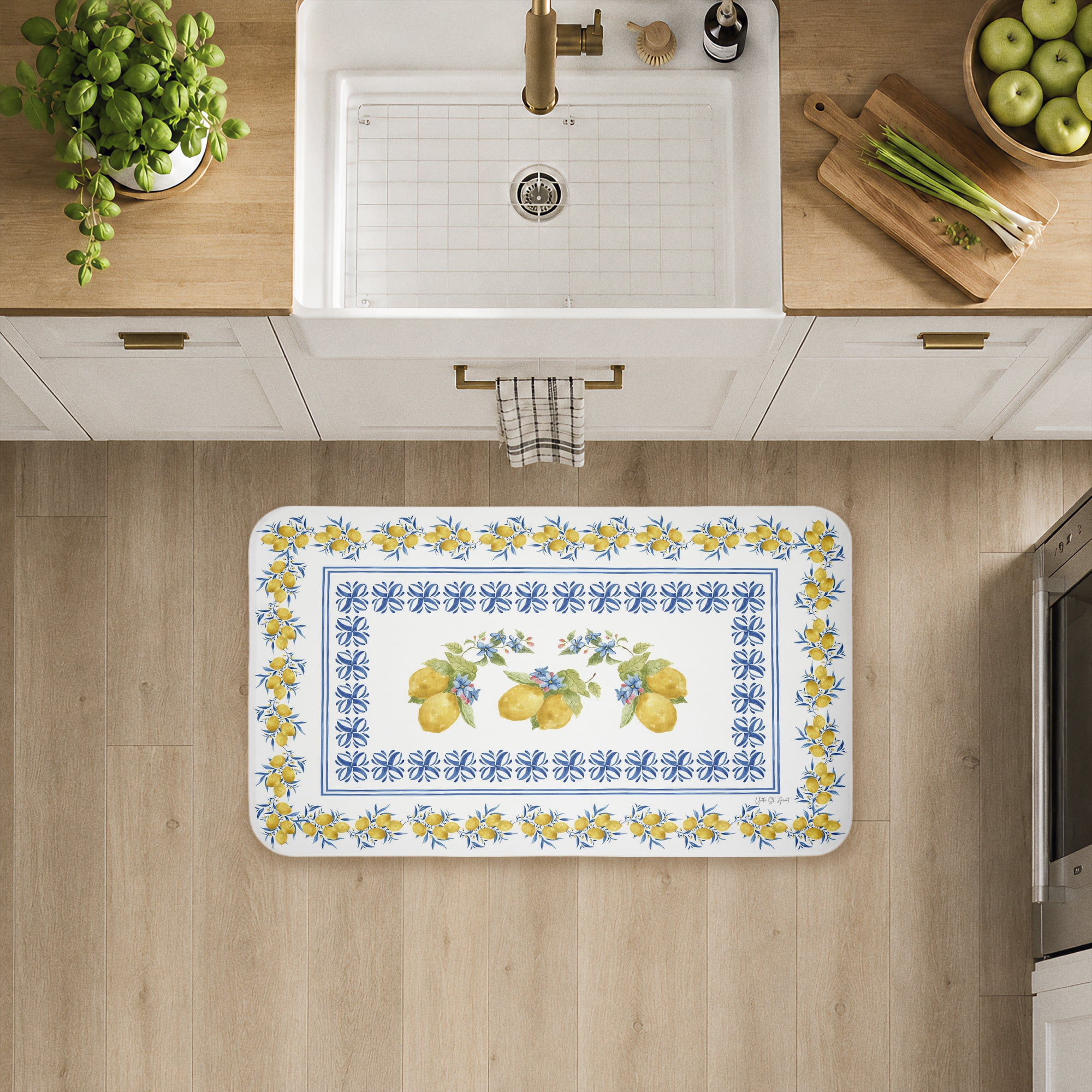 Stupell Industries Lemon & Mediterranean Border Printed Anti-Fatigue Floor Mat, design by Yvette St. Amant