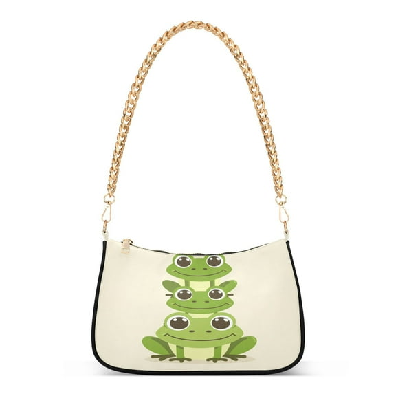 Ryvnso Cute Frogs Womens Chain Shoulder Bag Tote Handbags Clutch Hobo Purse with Zipper for Travel