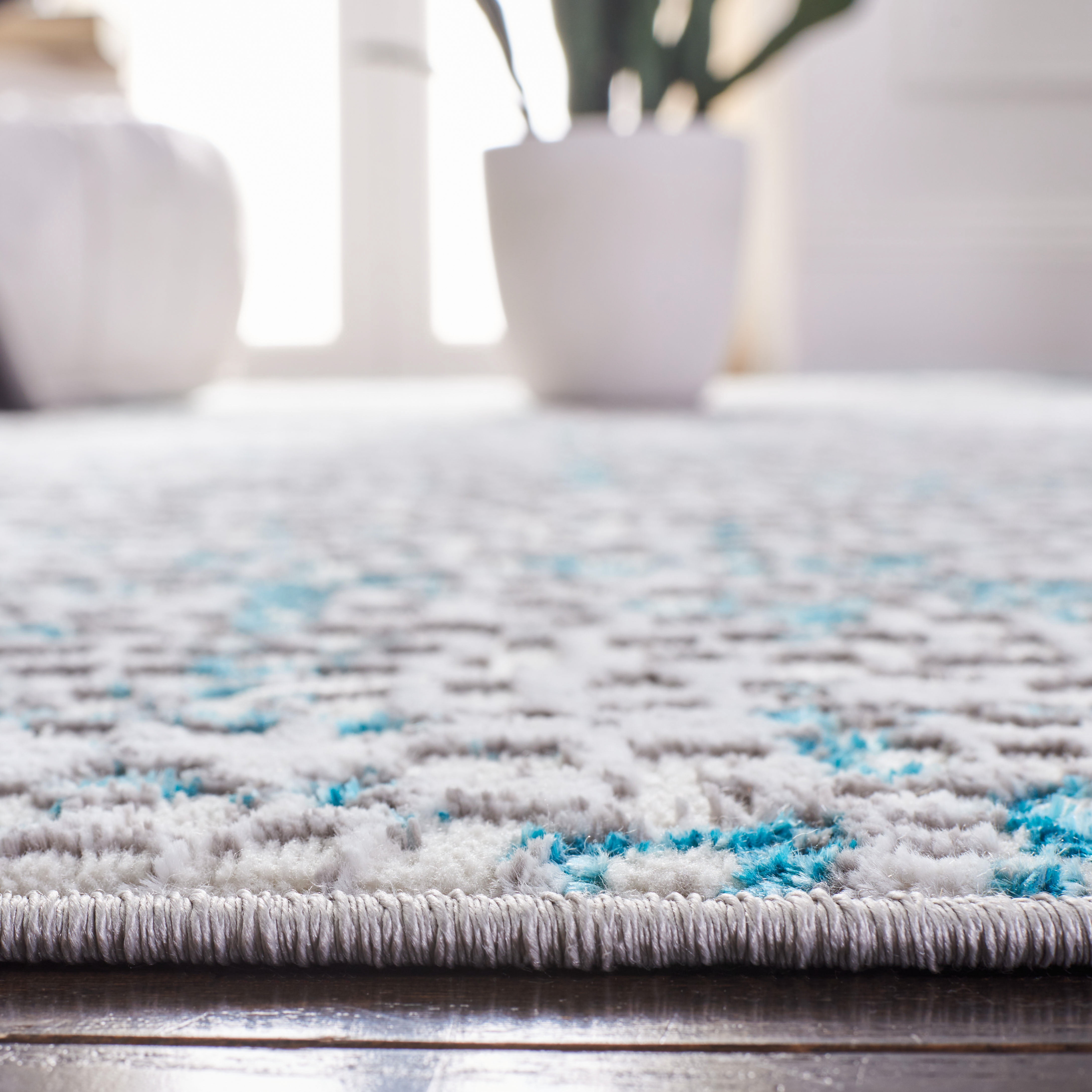 SAFAVIEH Amelia Jimmy Dot-Print Runner Rug, Gray/Turquoise, 2' x 8'