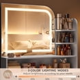 thumbnail image 5 of Small Vanity Desk with Mirror and Lights, 26.4" W Girls Vanity Set with Adapter, 3 Lighting Color Adjustable, Makeup Vanity Vanity for Girl, 5 of 9