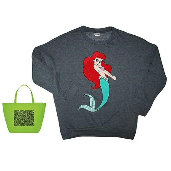 The Little Mermaid Womens' Juniors Ariel Character Sweatshirt & Tote Bundle