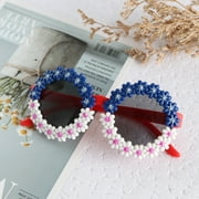 Round Flower Sunglasses Girls Flower Glasses Cute Outdoor Beach Eyewear for Toddler Kids