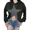 thumbnail image 4 of SAYOO Women Hoodie, Long Sleeve Star Patchwork Irregular Hem Sweatshirt Tops for Street Casual, 4 of 8