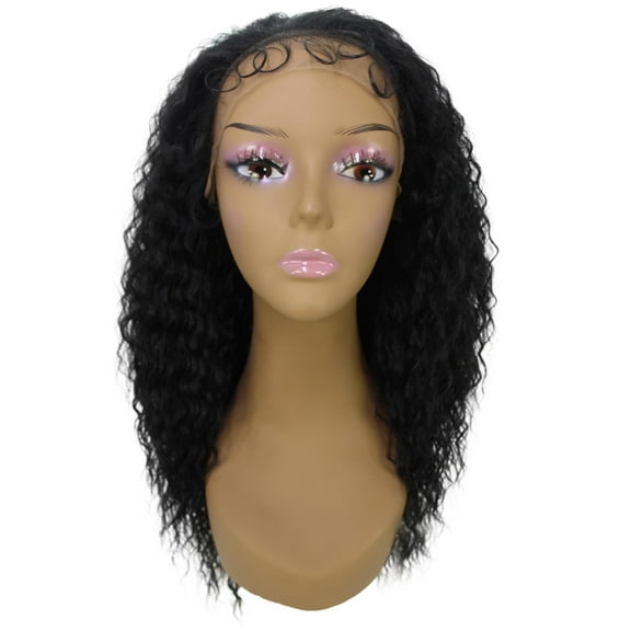 LUXLUXE Jazmin Wavy Trendy 26 in Long Lace Front Wig, Heat Resistant Fibers, Natural Black Color