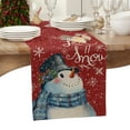 thumbnail image 3 of Table Runner 72 Inches Long for Kitchen Dining, Red Snowman Christmas Dresser Scarf Farmhouse, Dining Table Decorations for Wedding/Parties, Let Snow Xmas Winter Snowflake 18 x 72 In, 3 of 9